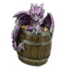 tirelire dragon violet sur tonneau