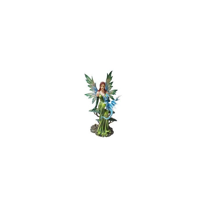 fée verte assise avec dragon