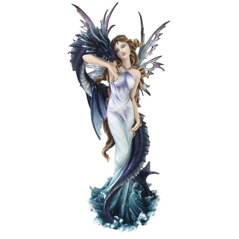 Fée avec son Dragon bleu  des eaux