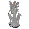 Fée reine des glaces blanche entourée de 2 loups blancs