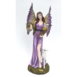 Fée avec sa biche blanche,...