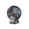 Statue ronde avec sa fée et son dragonnet blanc