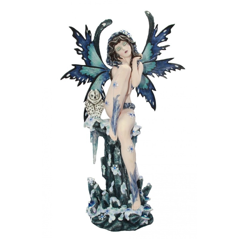 Fée Zaraïd  dans la neige ave son hiboux blanc