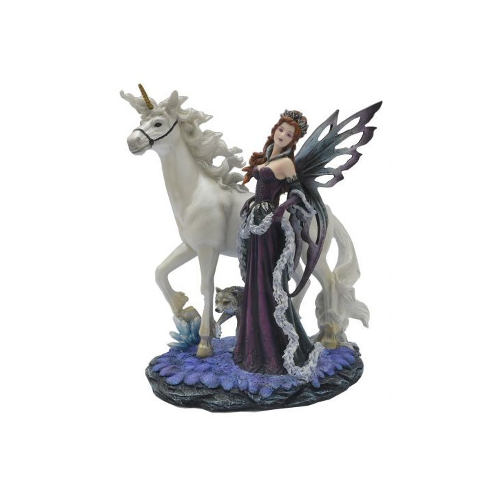 Fée accompagné de sa licorne et son loup