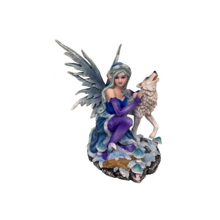 Fée elfe des neiges et son loup