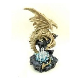 Dragon beige et ses cristaux bleu lumineux