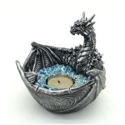 Bougeoir dragon et pierre bleu