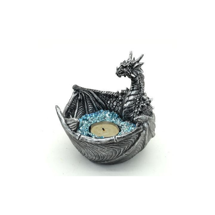 Bougeoir dragon et pierre bleu