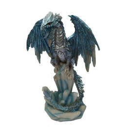 Dragon bleu perché sur des cristaux