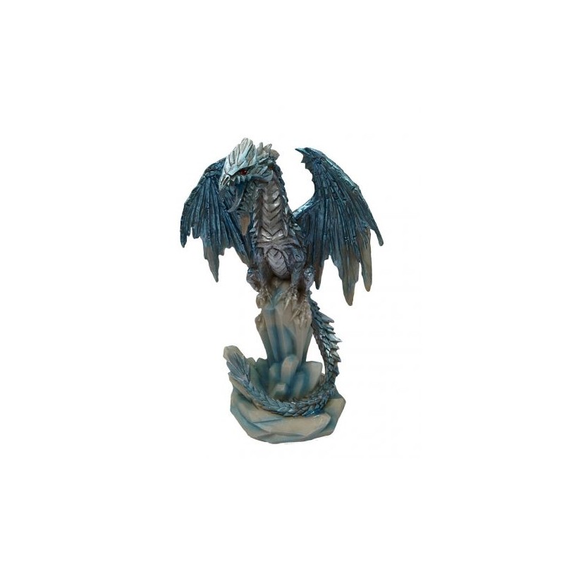 Dragon bleu perché sur des cristaux