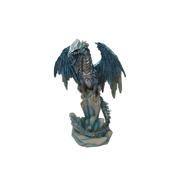 Dragon bleu perché sur des cristaux