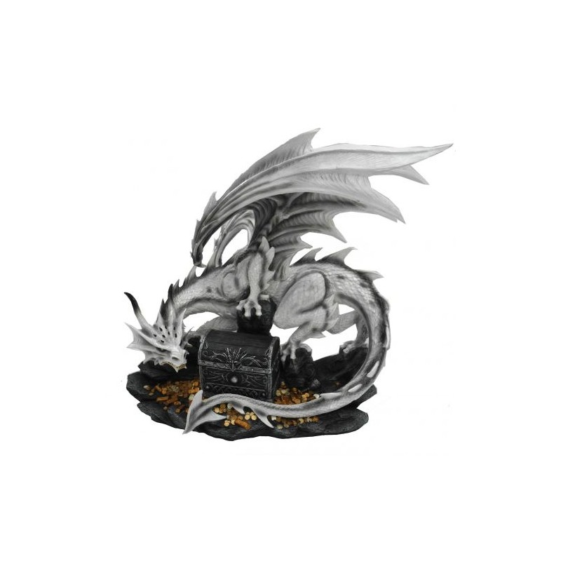 Dragon blanc son trésor et ses pièces d'or