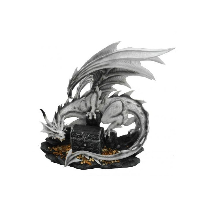 Dragon blanc son trésor et ses pièces d'or