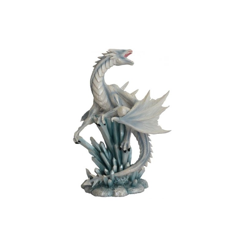 Dragon blanc sur des cristaux de glace