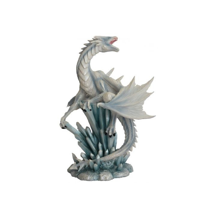 Dragon blanc sur des cristaux de glace