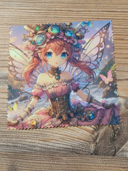 Lingette microfibre ornée d'une fée anime au style steampunk avec corset et lunettes mécaniques