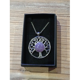 pendentif et chaine en acier inoxydable  cabochon améthyste longueur de la chaine environ 50cm