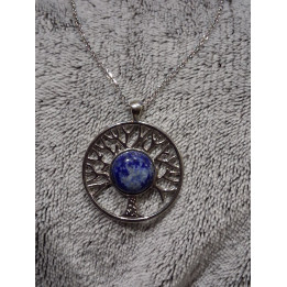 pendentif et chaine en acier inoxydable  cabochon lappis longueur de la chaine environ 50cm