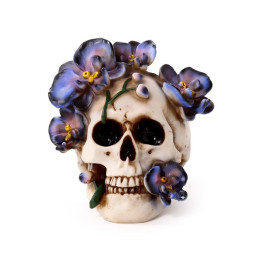 Figurine Crâne orchidées violettes