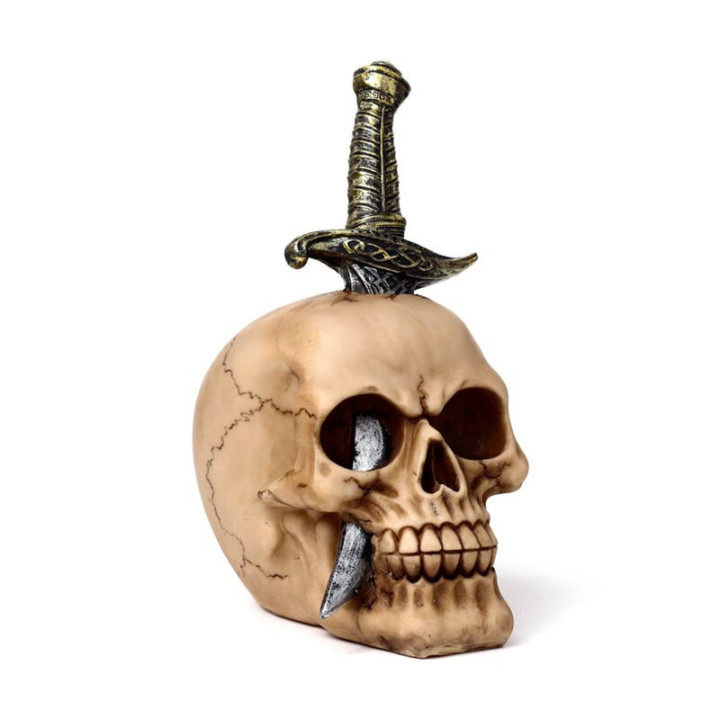 Figurine Crâne traversé par une épée